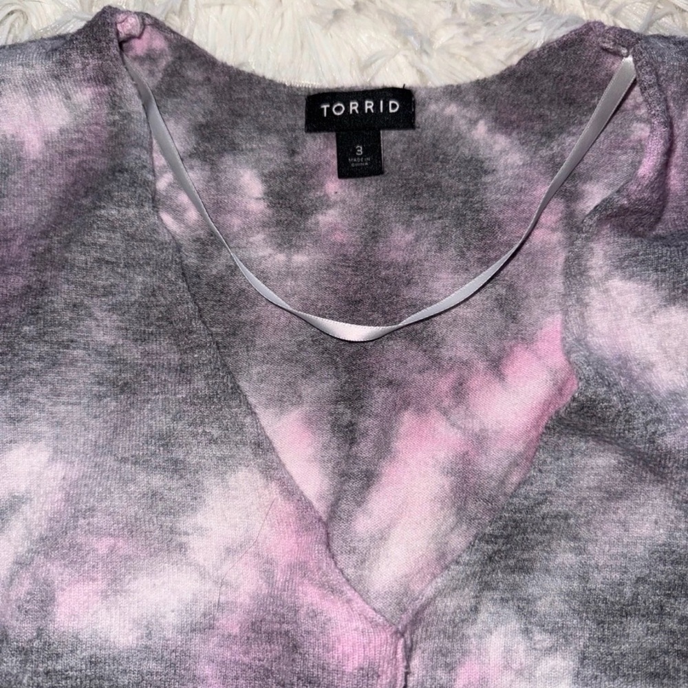 Torrid Pink and Gray Tie-Dye Sweatshirt